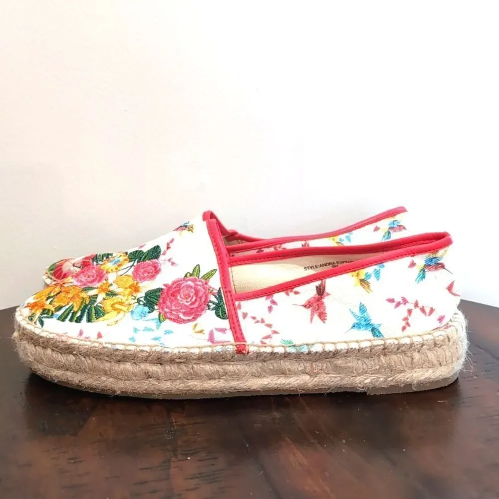 Johnny Was Andra Floral Embroidered Espadrille Shoe Size 9